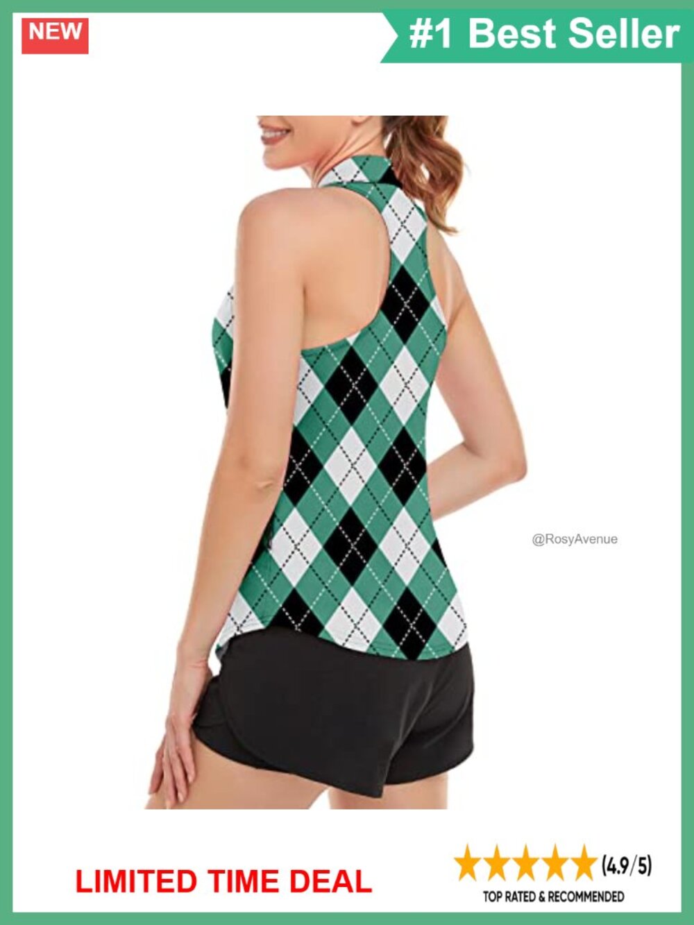 Sleeveless Golf Shirt Moisture Wicking Racerback Tennis Tank Top UPF50+